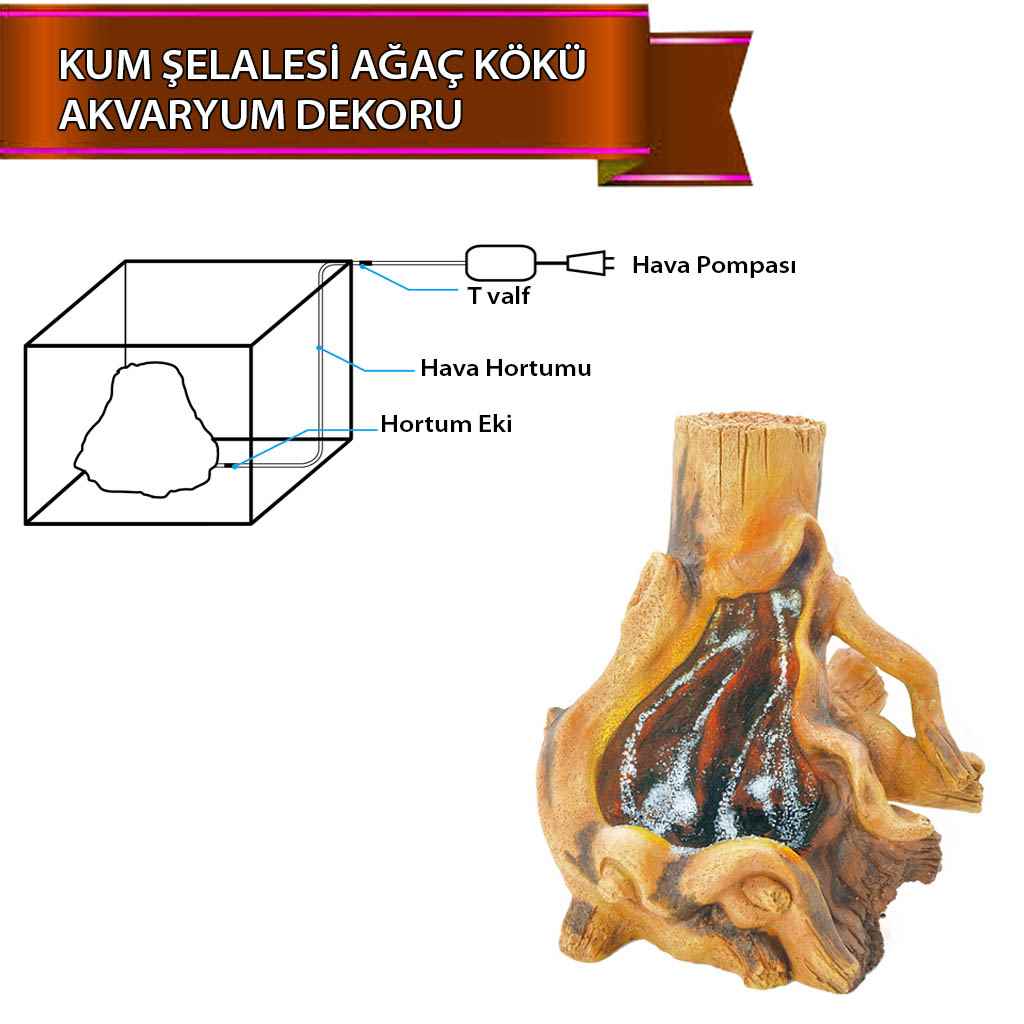 DOPHİN KUM ŞELALESİ AĞAÇ KÖKÜ AKVARYUM DEKORU