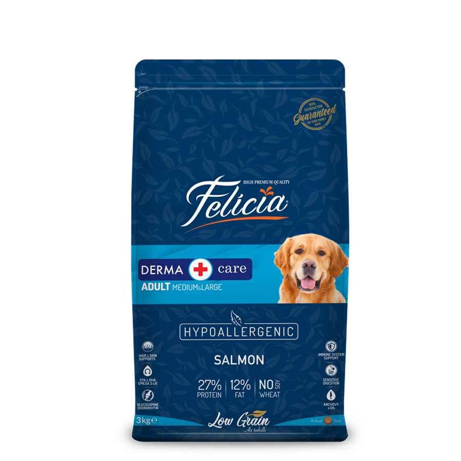 Felicia Az Tahıllı 3 Kg Yetişkin Somonlu M/Large Breed HypoAllergenic Köpek Maması