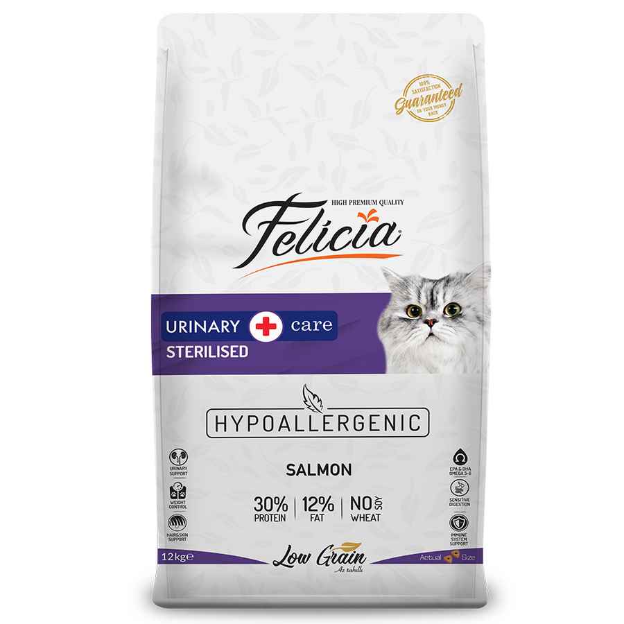 Felicia Az Tahıllı 12 Kg Sterilised Somonlu  HypoAllergenic Kedi Maması