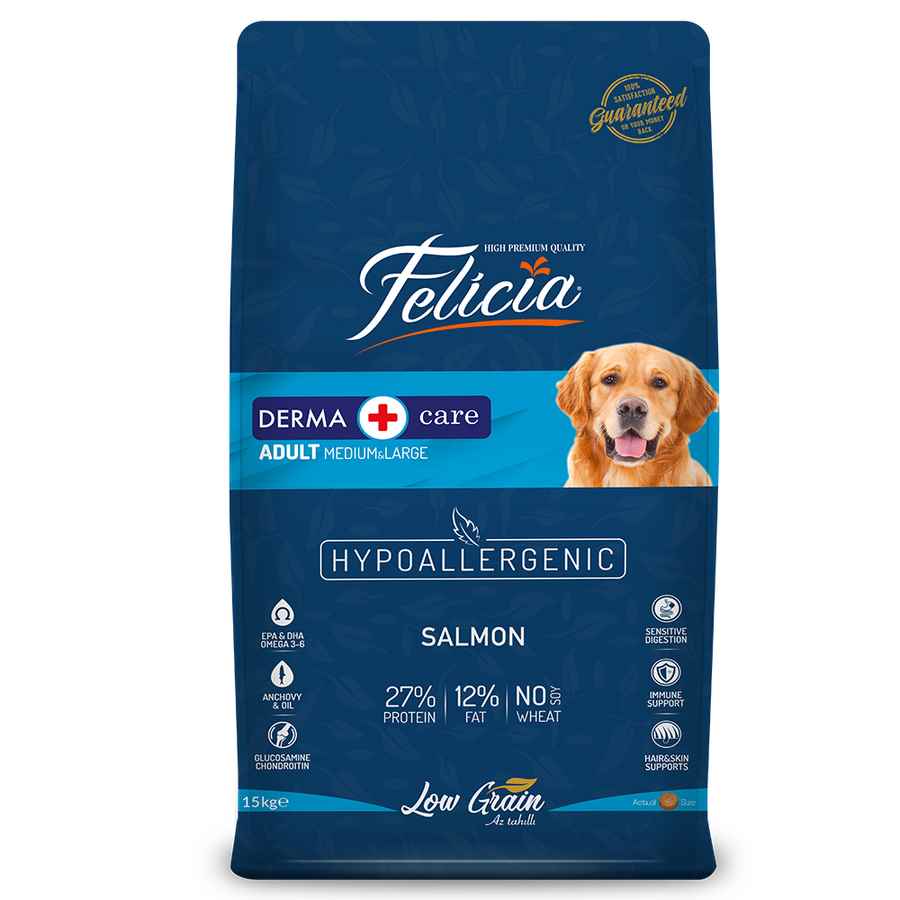 Felicia Az Tahıllı 15 Kg Yetişkin Somonlu M/Large Breed HypoAllergenic Köpek Maması