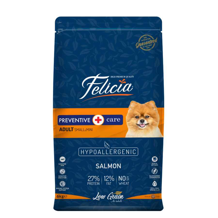 Felicia Az Tahıllı 6 Kg Yetişkin Somonlu Small /Mini HypoAllergenic Köpek Maması