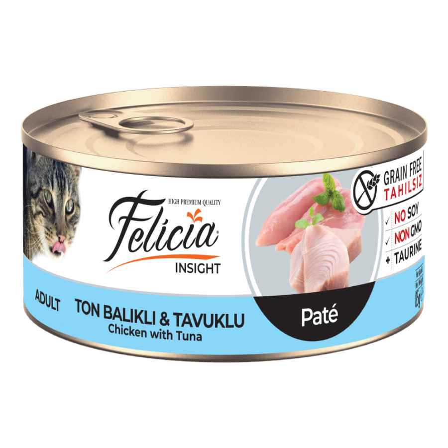 Felicia Tahılsız 85 gr Ton Balıklı-Tavuklu Kıyılmı ş Kedi Maması 24 Adet