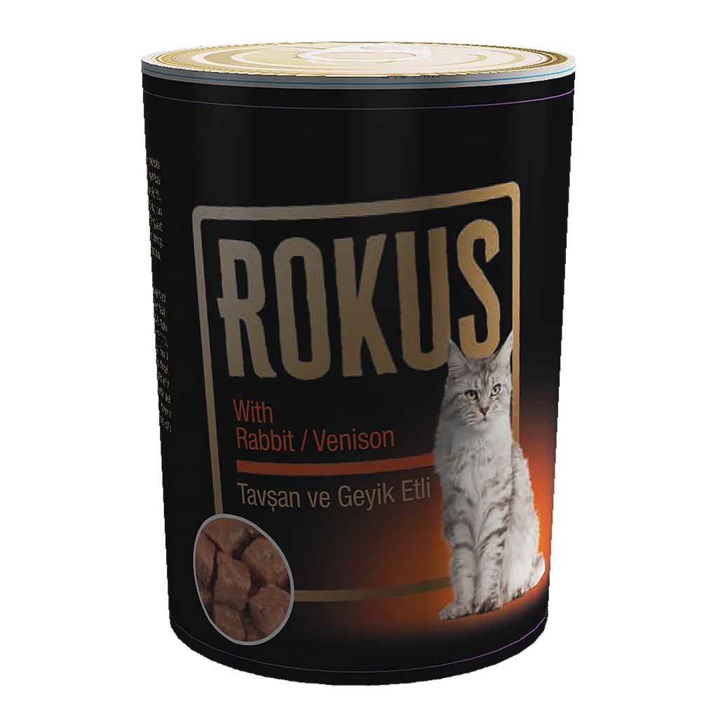 ROKUS TAVŞAN&GEYİK ETLİ KEDİ KONSERVESİ 410G