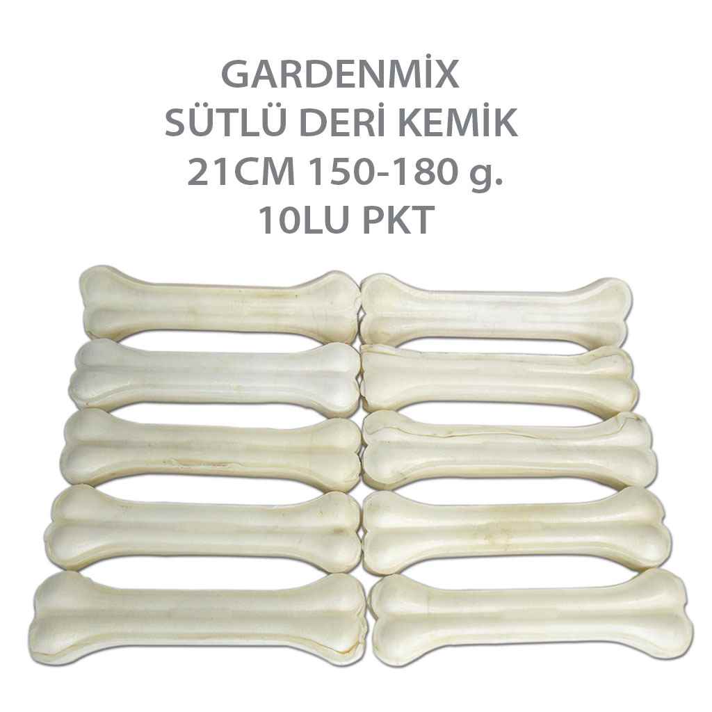 GARDENMİX SÜTLÜ DERİ KEMİK 21CM 150-180 g.10LU PKT