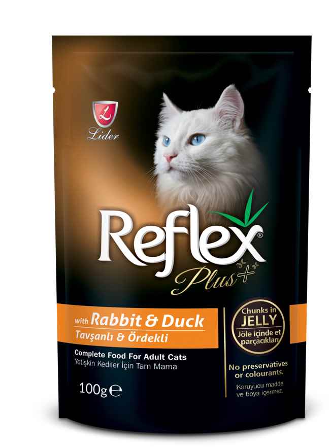 Reflex Plus Tavşan Ve Ördekli Pouch Kedi Konserve Jöle İçinde Et Parçacıklı 100 Gr