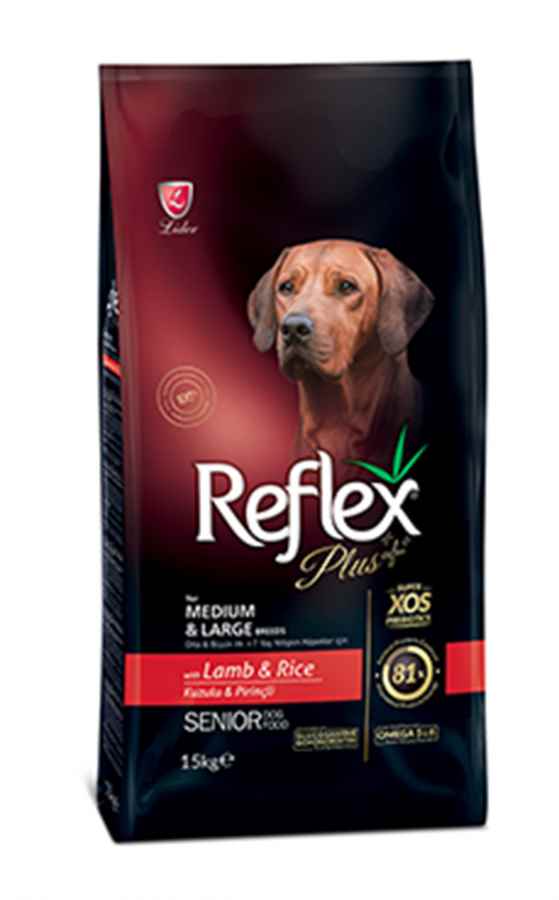 Reflex Plus Orta Büyük Irk Kuzu Pirinç Yaşlı Köpek Maması 15 Kg