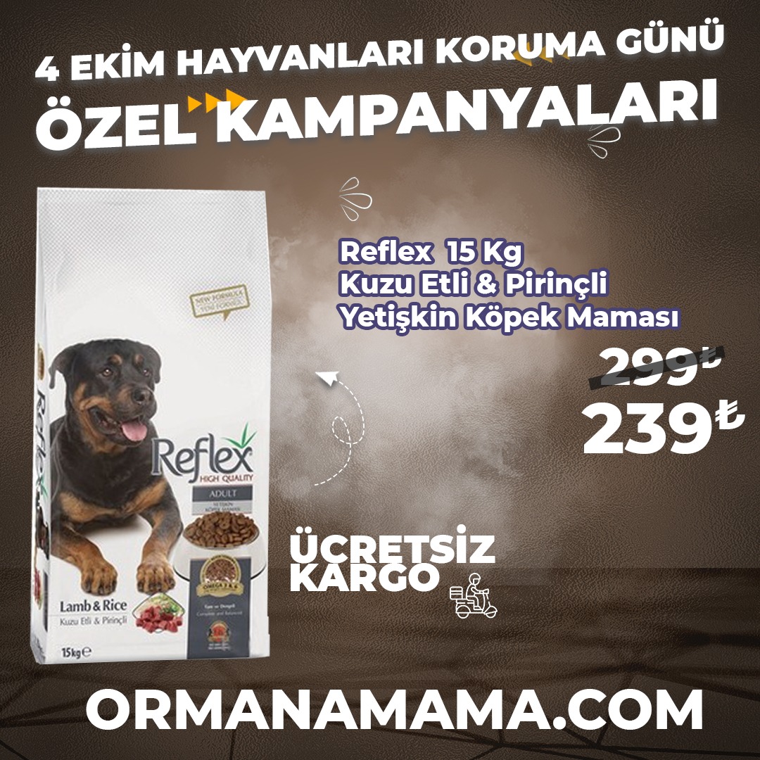 Reflex 15 Kg Kuzu Etli Pirinçli Yetişkin Köpek Maması