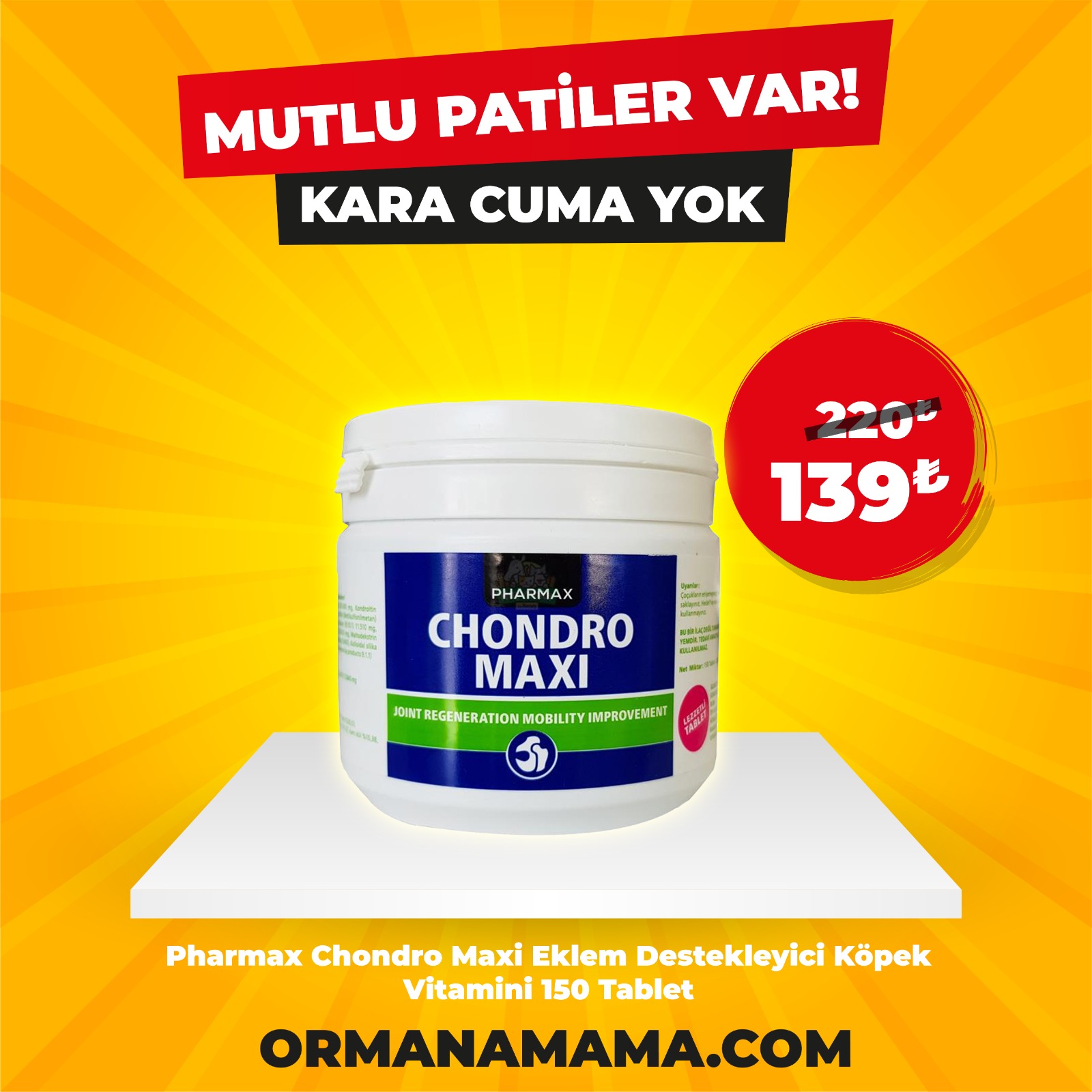 Pharmax Chondro Maxi Eklem Sağlığı Destekleyici Köpek Vitamini 150 Tablet