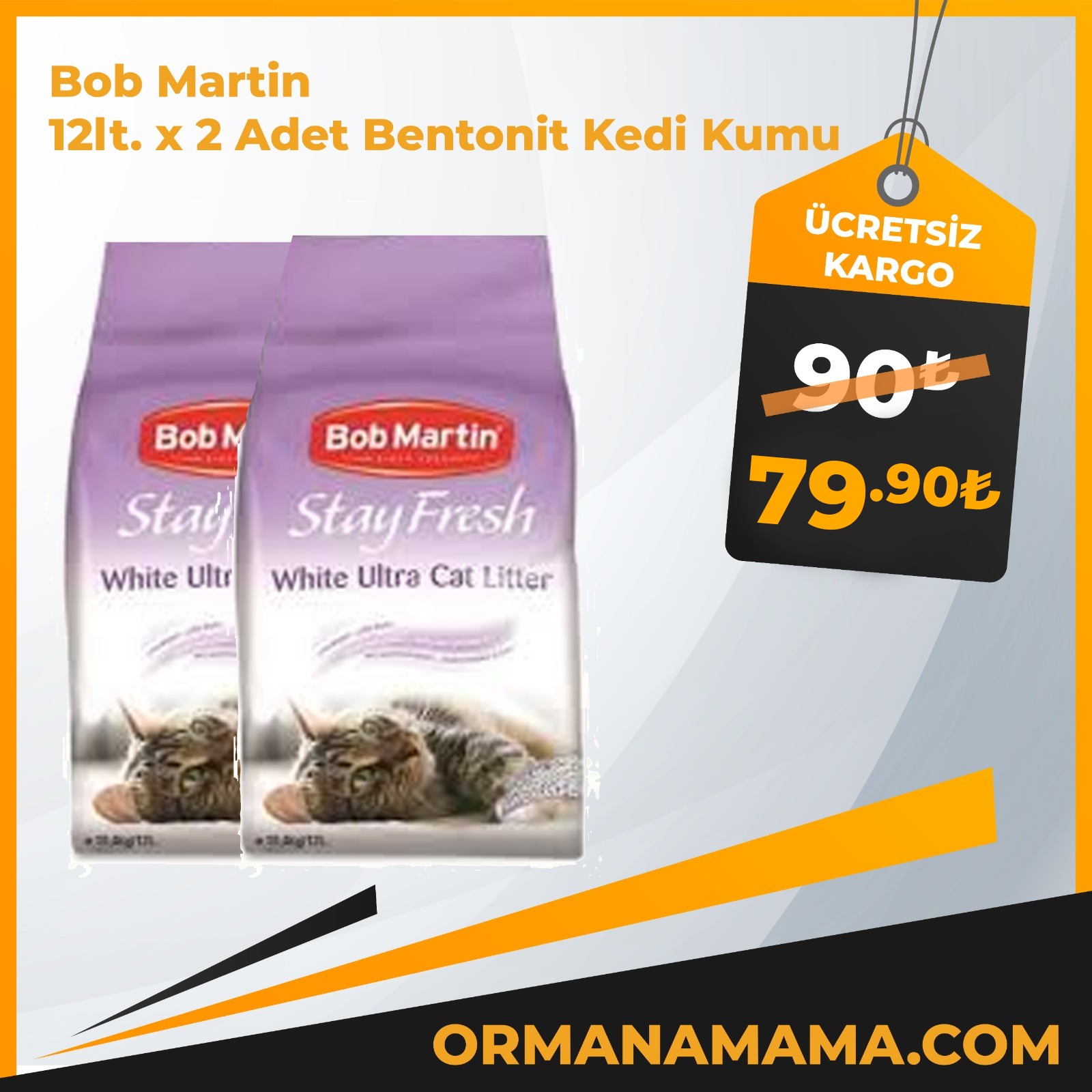 Bob Martin 10 Lt Bentonit Kedi Kumu 2 li Paket