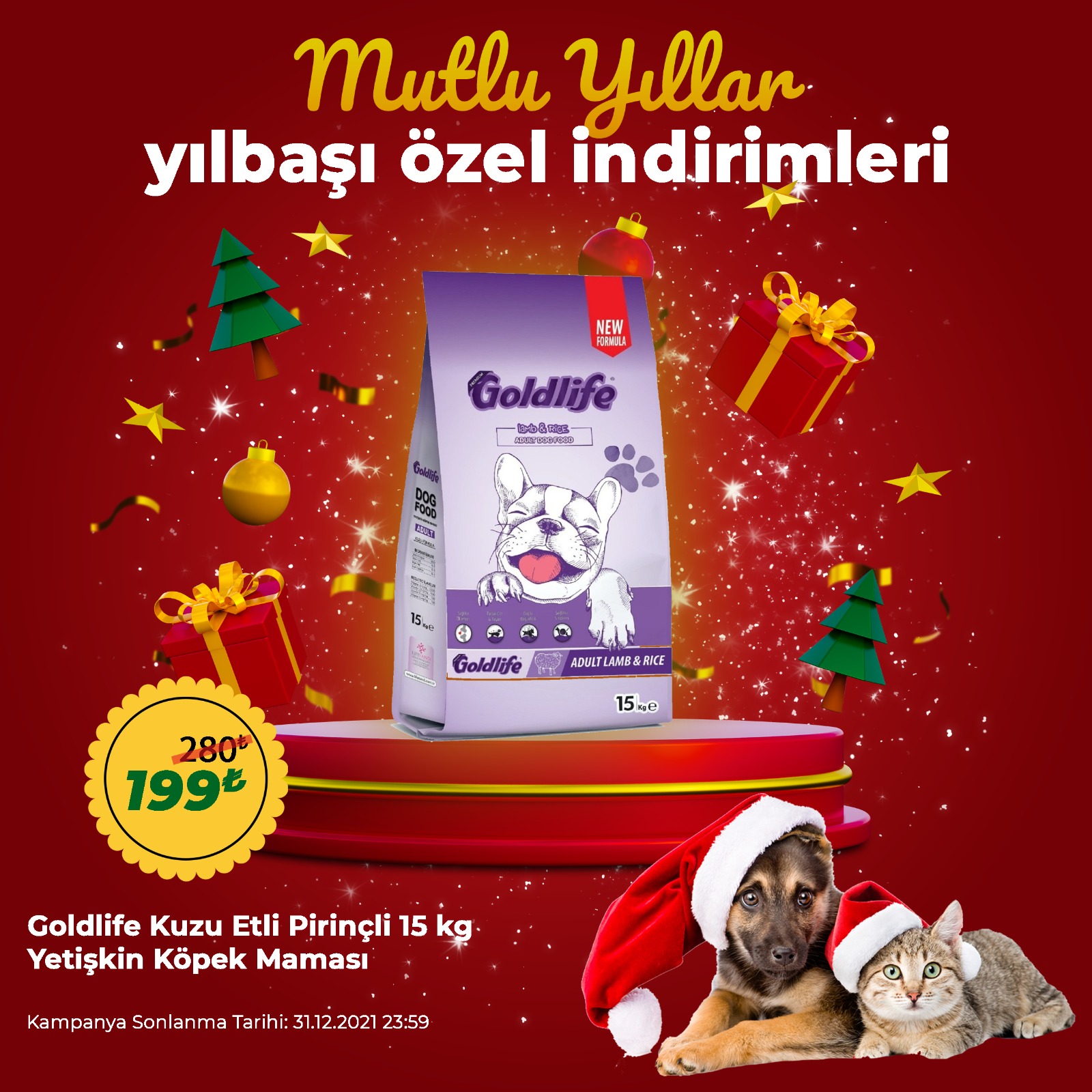 Goldlife Kuzu Etli Pirinçli Yetişkin Köpek Maması 15 Kg