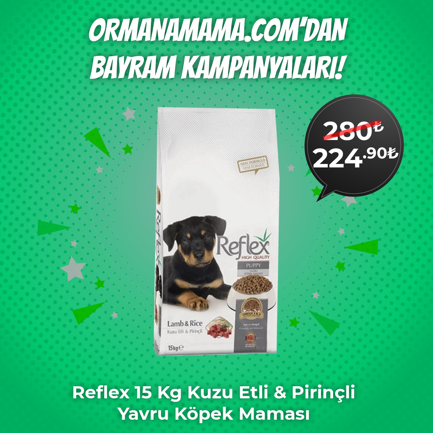 Reflex 15 Kg Kuzu Etli & Pirinçli Yavru Köpek Maması