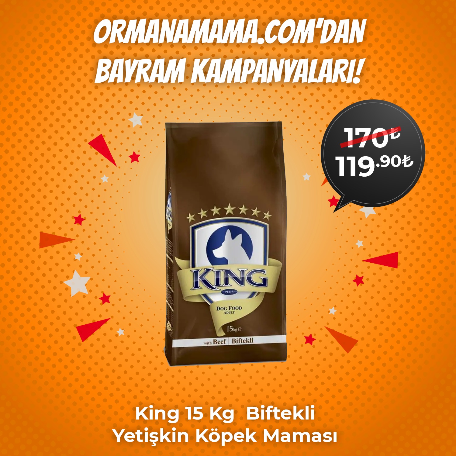 King 15 Kg  Biftekli Yetişkin Köpek Maması