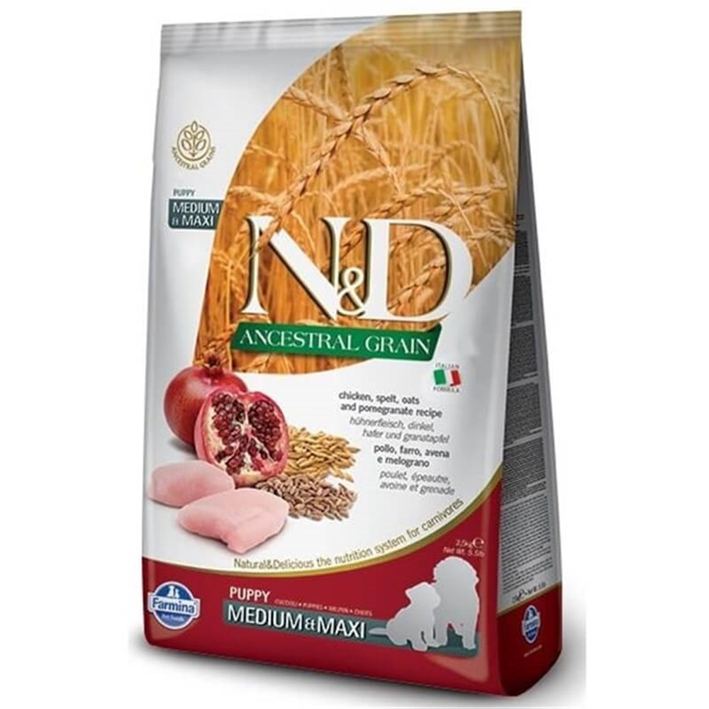 N-D Düşük Tahıllı Tavuklu Narlı Orta Irk Yavru Köpek Maması 2.5 Kg
