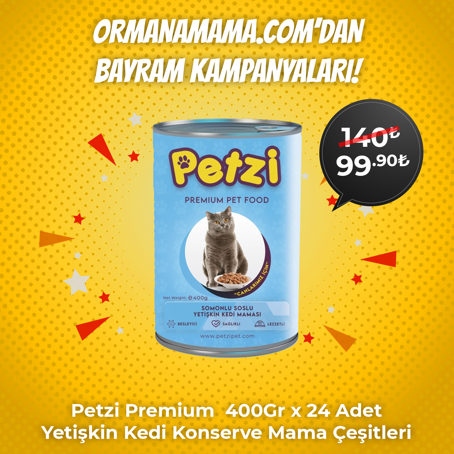 Petzi Premium  400Gr x 24 Adet Yetişkin Kedi Konserve Mama Çeşitleri