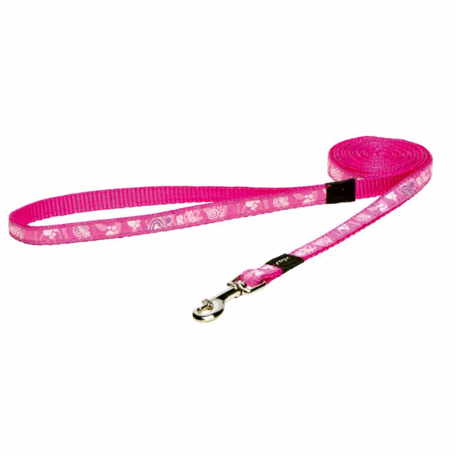 Rogz Köpek Uzatma Pati Desenli Pembe Medium 16 mm 140 cm