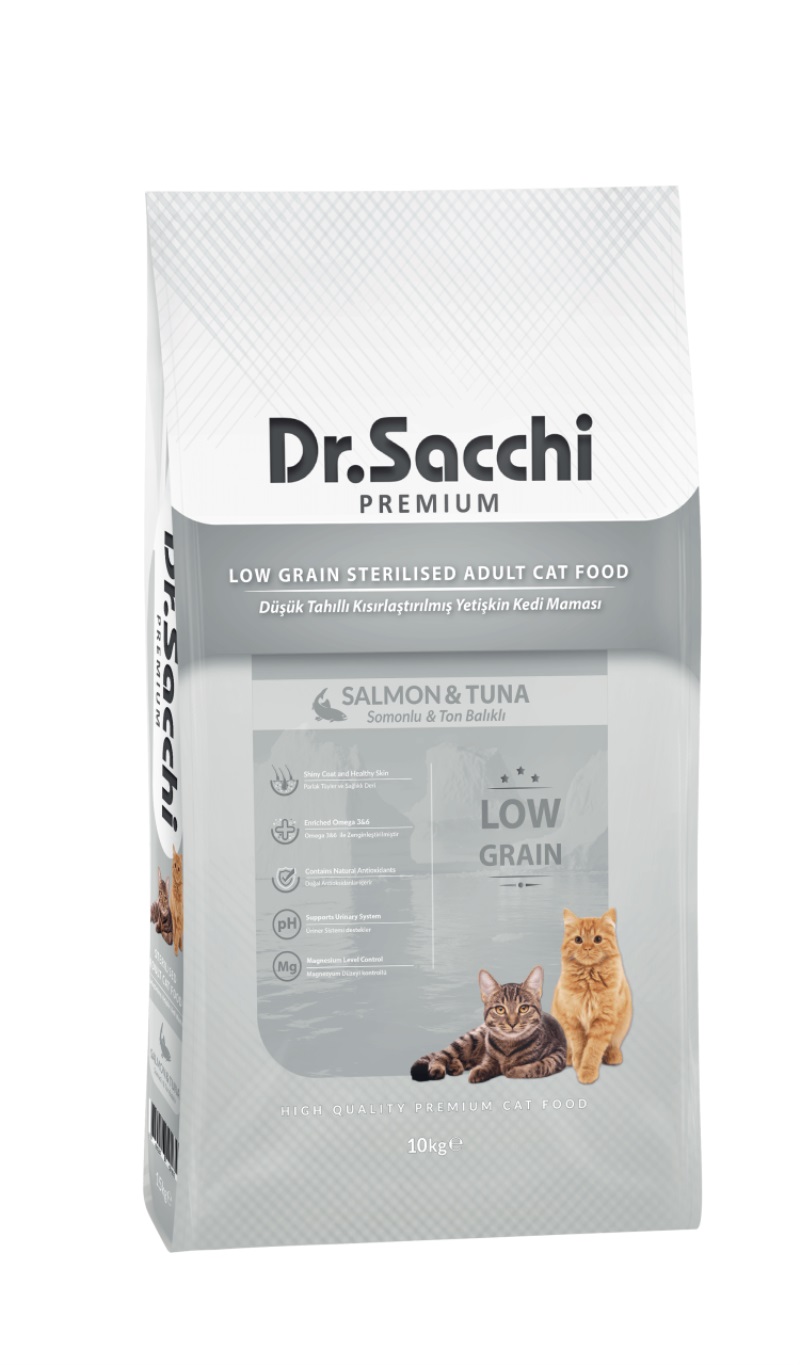 Dr.Sacchi Premium Düşük Tahıllı Kısır Kedi Maması 10 Kg