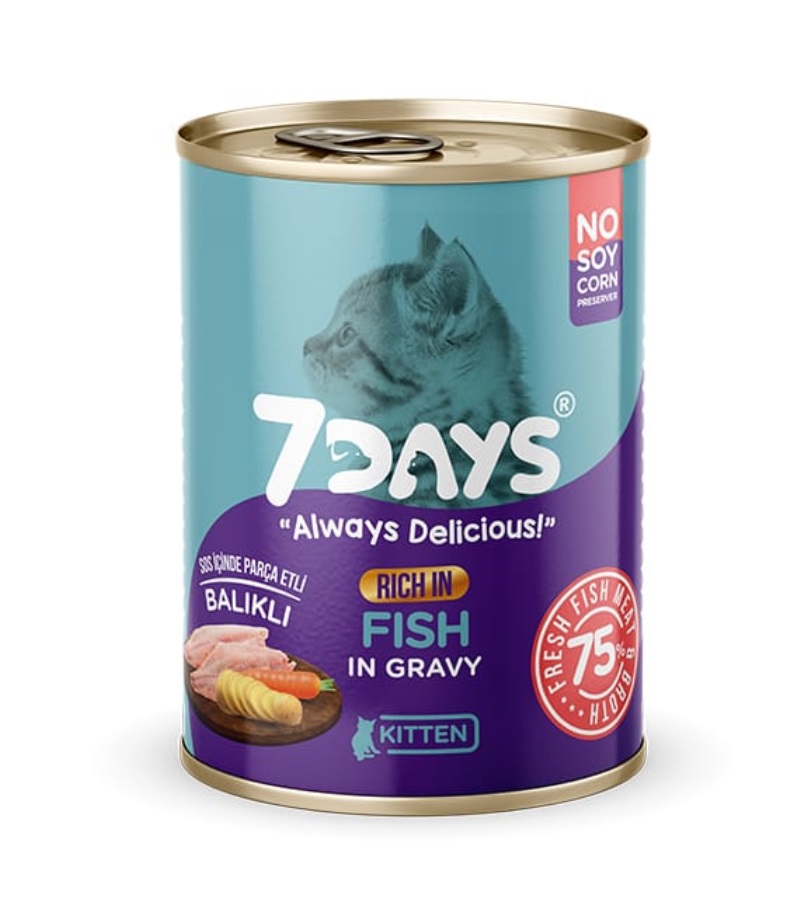 7 Days Taze Balık Etli Yavru Kedi Konservesi 415 Gr