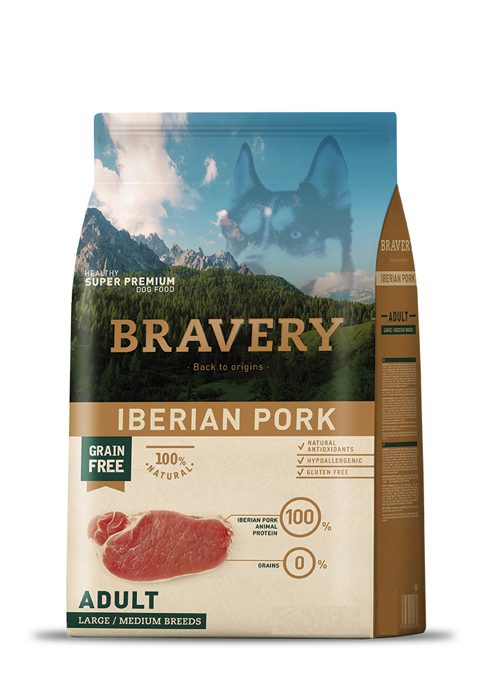 Bravery Adult Iberıan Pork Tahılsız Domuzlu Büyük Ve Orta Irk Yetişkin Köpek Maması 4 Kg