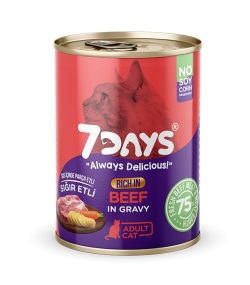 7 Days Taze Sığır Etli Yetişkin Kedi Konservesi 415 Gr X 24 Adet