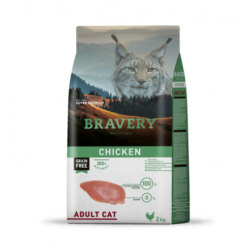 Bravery Tavuklu Tahılsız Yetişkin Kedi Maması 2 Kg