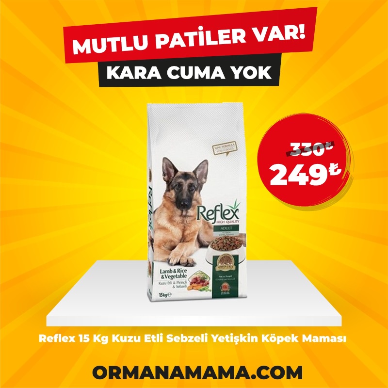 Reflex 15 Kg Kuzu Etli Sebzeli Yetişkin Köpek Maması