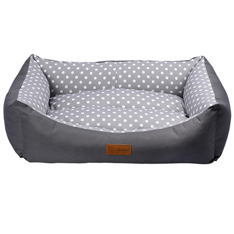 Dubex Tarte Puantiyeli Köpek Yatağı 70x95x22cm Gri (X Large)