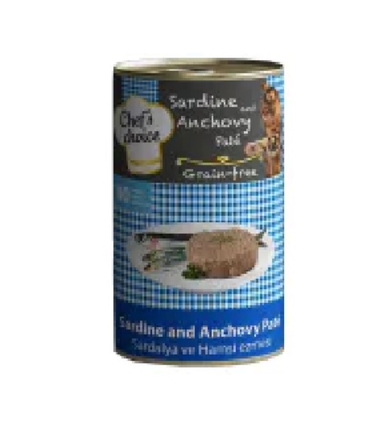 Chefs Choice Kıyılmış Sardalyalı Ve Hamsili Tahılsız Yetişkin Kedi Konservesi 400 gr 