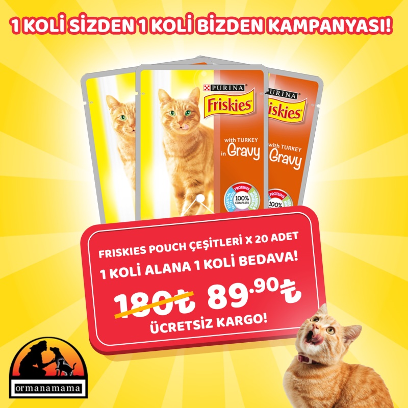 Friskies 100 GR Kedi Pouch Çeşitleri 1 Koli Alana 1 Koli Bedava