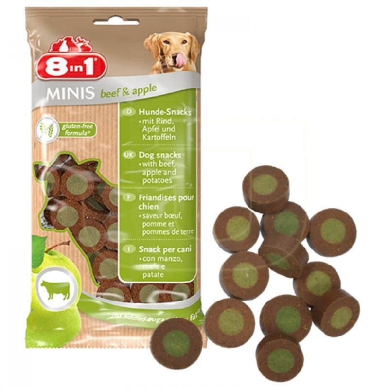 8 In 1 Minis Biftek Ve Elmalı Köpek Ödülü 100 Gr