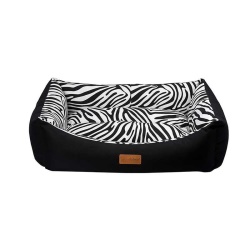 Dubex Tarte Zebra Desenli Köpek Yatağı 62x44x22cm Siyah (Medium)